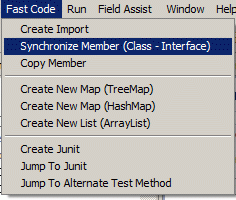 Fast code menu for Synchronize